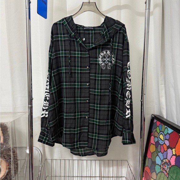 Chrome Hearts Black and Green Plaid Jacket - Picture 1 of 4